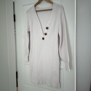 Oversized Sweater V Neck Long Sleeve Button Down Ribbed Knitted